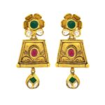 Stunning Traditional Yellow Gold 22kt Gemstone Earring- ATOP0012