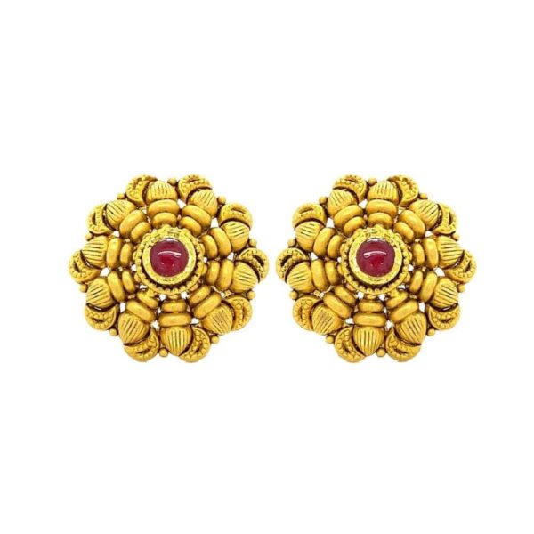 Ceremonial Traditional Yellow Gold 22kt CZ Stud Earring- ATOP0013