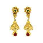 Traditional Yellow Gold 22kt Gemstone Jhumka Earring- ATOP0014