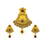 Traditional floral kundan 22kt yellow gold pendant- ATSP0006