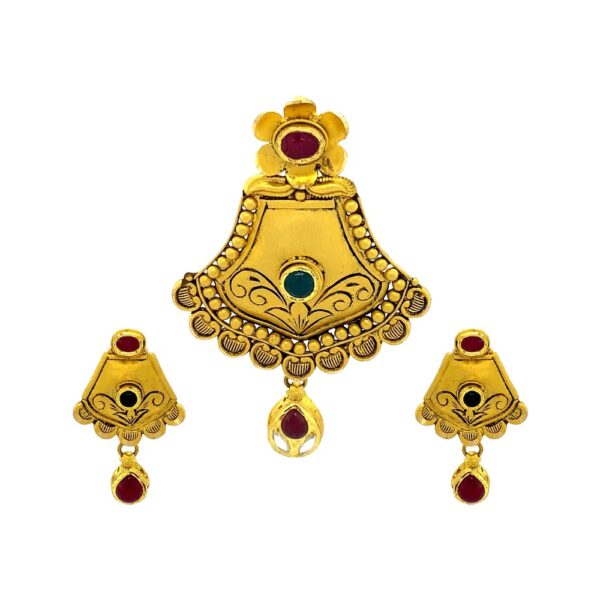 Traditional floral kundan 22kt yellow gold pendant- ATSP0006