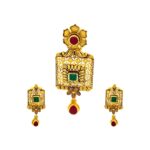 Ceremonial  traditional floral 22kt yellow gold pendant set- ATSP0009