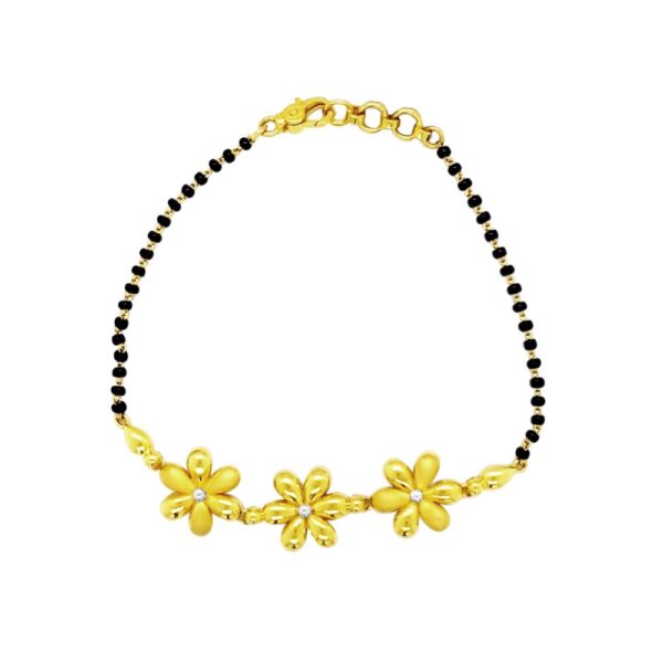 Elegant Floral Yellow Gold 22kt Mangalsutra Bracelet- BRB0088