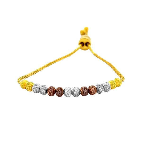 Stunning three tone gold 22k bead bracelet- BRB0097