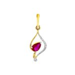 Unique Ruby Gemstone Yellow Gold 18kt Diamond Pendant- DDM0016