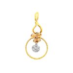 Geometric framing yellow gold 18k Diamond pendant- DDM0018