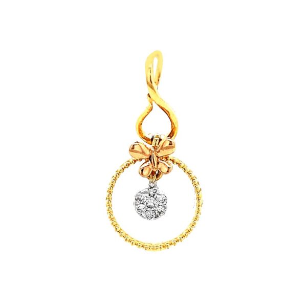 Geometric framing yellow gold 18k Diamond pendant- DDM0018