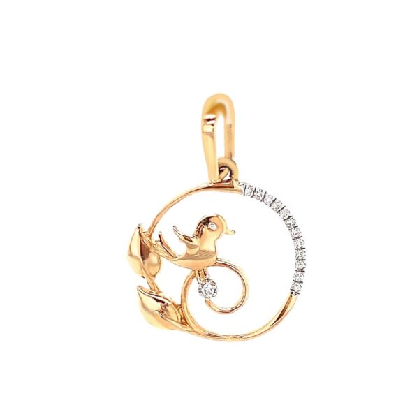 Pretty sparrow bird yellow gold 18K diamond pendant- DDM0019