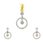 Geometric Circle Yellow Gold 18kt Diamond Pendant Set- DPE0003