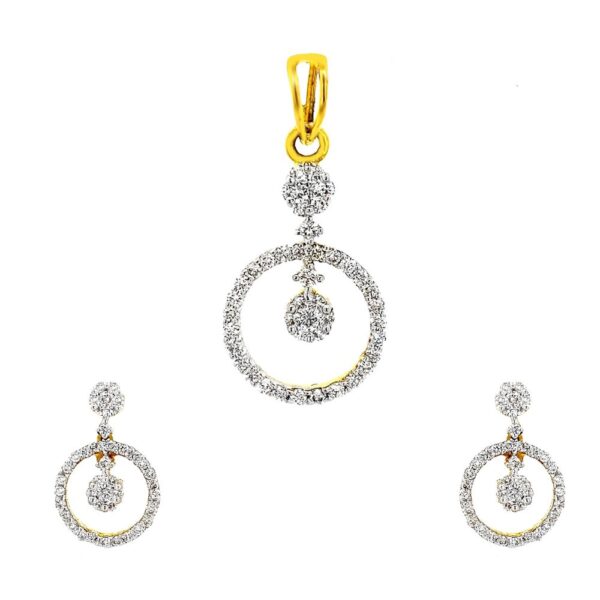 Geometric Circle Yellow Gold 18kt Diamond Pendant Set- DPE0003