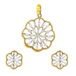 Attractive floral cutout rose gold 18kt Diamond pendant set - DPE0004