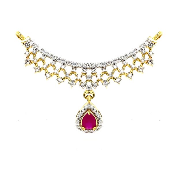 Stunning Ruby Gemstone Yellow Gold 18kt Diamond Tanmaniya- DPT0017
