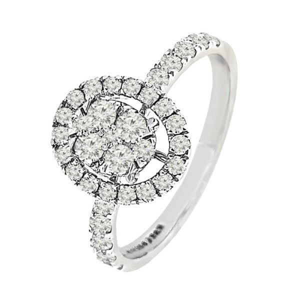 Sparkling Oval Framing White Gold 18kt Diamond Ring- DRN0026