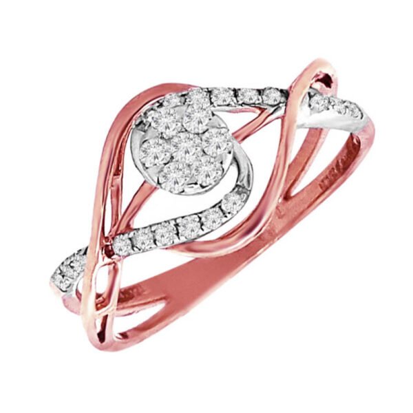 Sparkling criss cross cluster rose gold 18k diamond ring- DRN0027