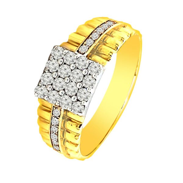 Sparkling cluster yellow gold 18kt diamond ring- DRN0035