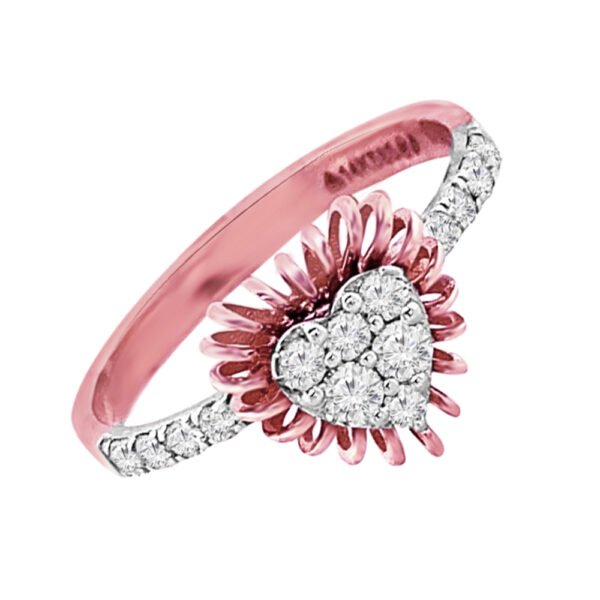 Attractive cluster heart rose gold 18kt Diamond ring- DRN0042