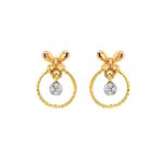 Pretty butterfly yellow gold 18kt stud diamond earring- DTM0007