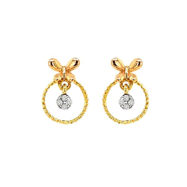 Pretty butterfly yellow gold 18kt stud diamond earring- DTM0007