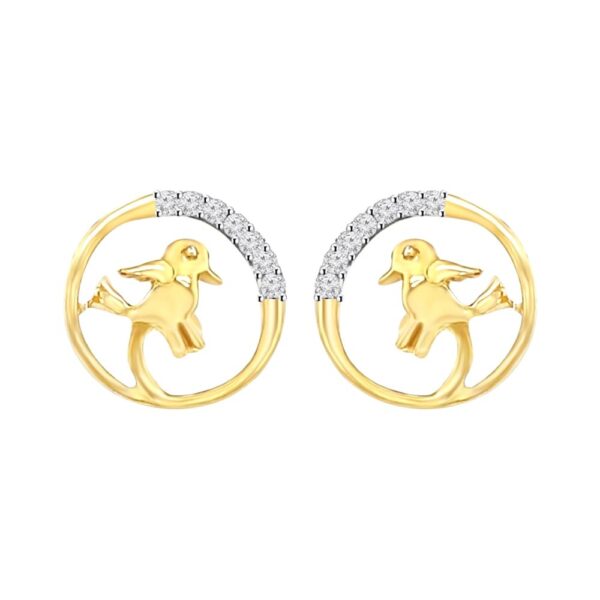 Pretty sparrow yellow gold 18k diamond stud earring-DTM0010