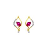 Delicate yellow gold 18kt diamond stud earring- DTM008