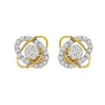 Elegant floral interlinked oval cutout 18k gold diamond earrings- DTO00029