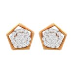 Sparkling cluster pentagon design 18k yellow gold diamond earrings- DTO0008