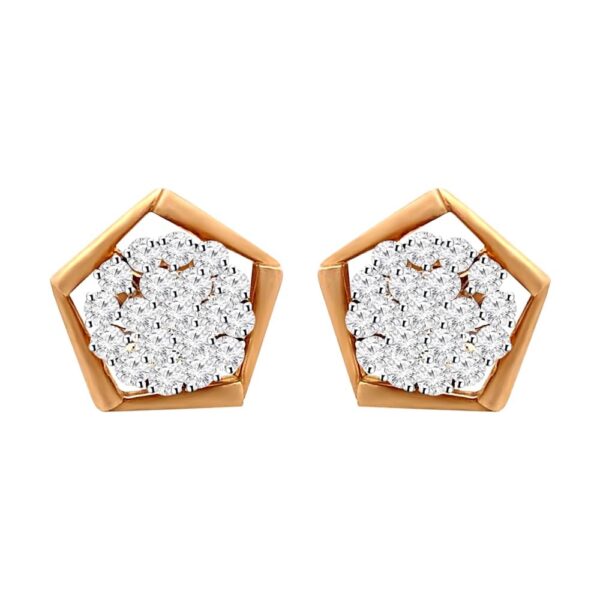 Sparkling cluster pentagon design 18k yellow gold diamond earrings- DTO0008
