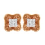 Delicate embossed rose gold 18k stud earrings- DTO0009