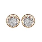 Sparkling cutout two tone gold 18k diamond stud earring- DTO0021