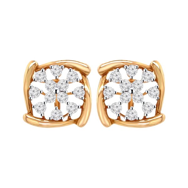 Sparkling cluster party wear 18k rose gold diamond earrings- DTO0022