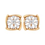 Sparkling cluster party wear 18k rose gold diamond earrings- DTO0022