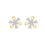 Elegant floral yellow gold 18kt diamond stud earrings- DTO0027