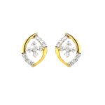 Delicate yellow gold 18kt diamond stud earring - DTO0035