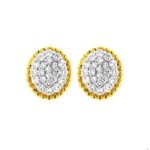Sparkling cluster oval design 18kt yellow gold diamond stud earrings- DTO0036
