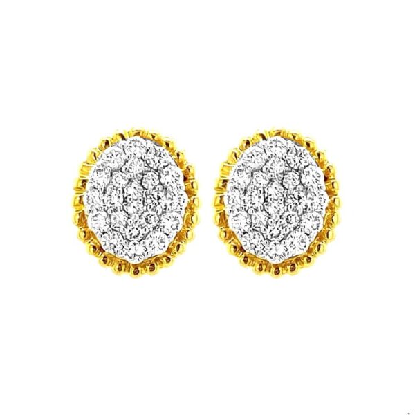Sparkling cluster oval design 18kt yellow gold diamond stud earrings- DTO0036