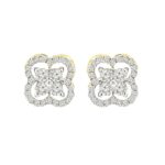 Elegant Floral Yellow Gold 18kt Stud Earring- DTO0038