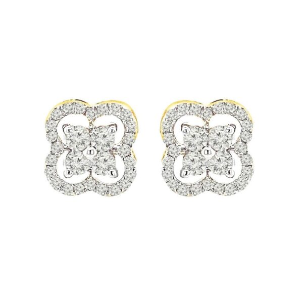 Elegant Floral Yellow Gold 18kt Stud Earring- DTO0038