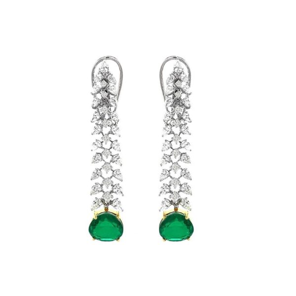 Designer party wear white gold 18kt earrings - DTO0040