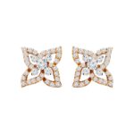 Pretty Floral Two Tone Gold 18kt Diamond Stud Earring- DTO0052