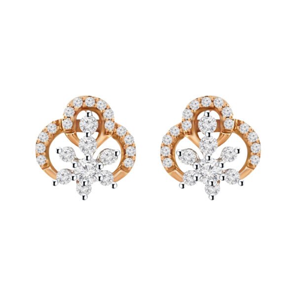 Delicate Two Tone Gold 18kt Diamond Stud Earring- DTO0053