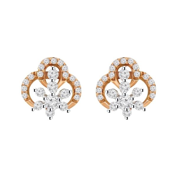 Delicate Two Tone Gold 18kt Diamond Stud Earring- DTO0053