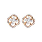 Delicate floral two tone gold 18kt Diamond stud earring- DTO0054