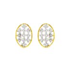 Geometric framing yellow gold 18kt diamond stud earring- DTO0078