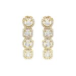 Stunning cluster party wear 18kt yellow gold dangler earrings- DTO0131