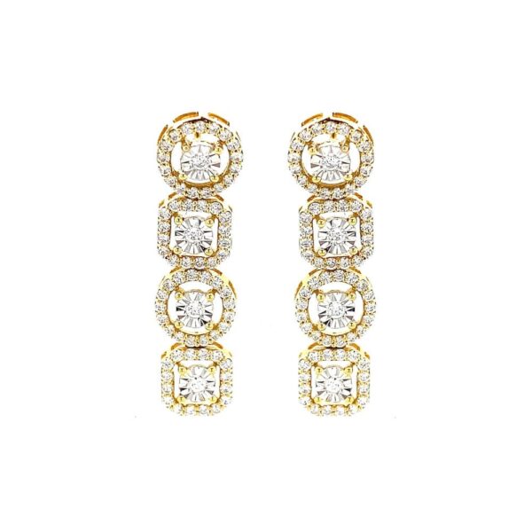 Stunning cluster party wear 18kt yellow gold dangler earrings- DTO0131