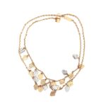 Stylish fancy two tone gold 18kt charm bracelet- FBC0003