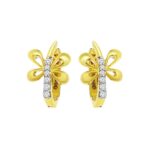 Pretty butterfly 22kt yellow gold Cz bali earrings- FBL0017
