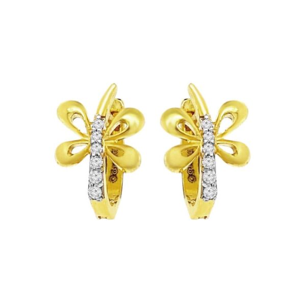 Pretty butterfly 22kt yellow gold Cz bali earrings- FBL0017