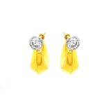 Sparkling single stone 22kt yellow gold bali earrings- FBL0045