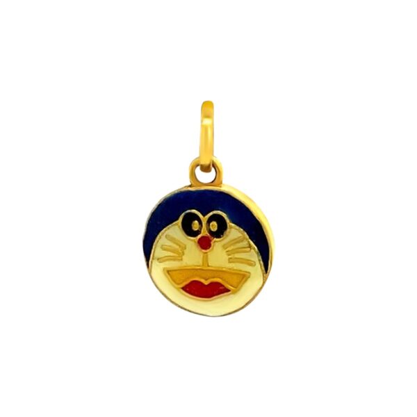 Elegant enamel doreamon face 18k yellow gold pendants- FCN0003